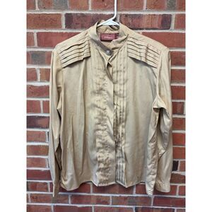 Worthington Gold Pleated Button Blouse Size 14